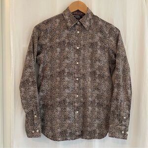 Chaps Leopard Print Casual Button Down Shirt, Blouse